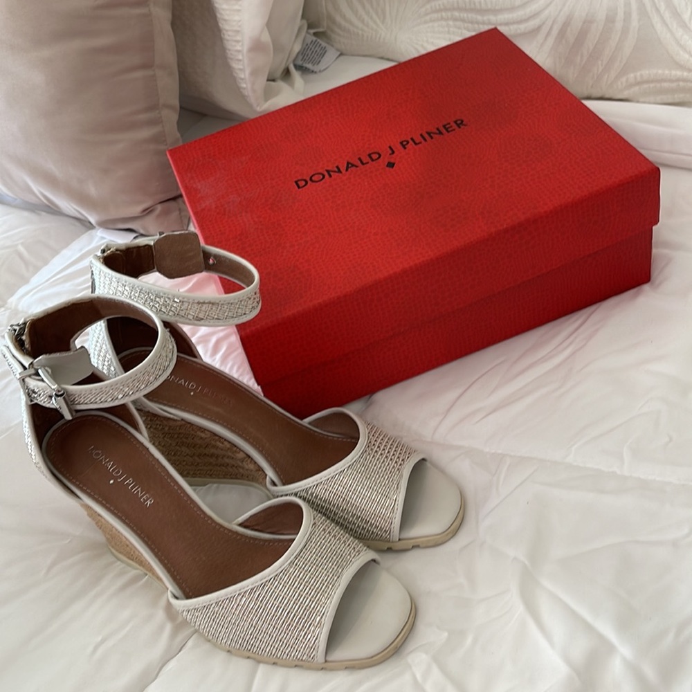 Donald J. Pliner White Metallic Wedge Sandals - Picture 16 of 16